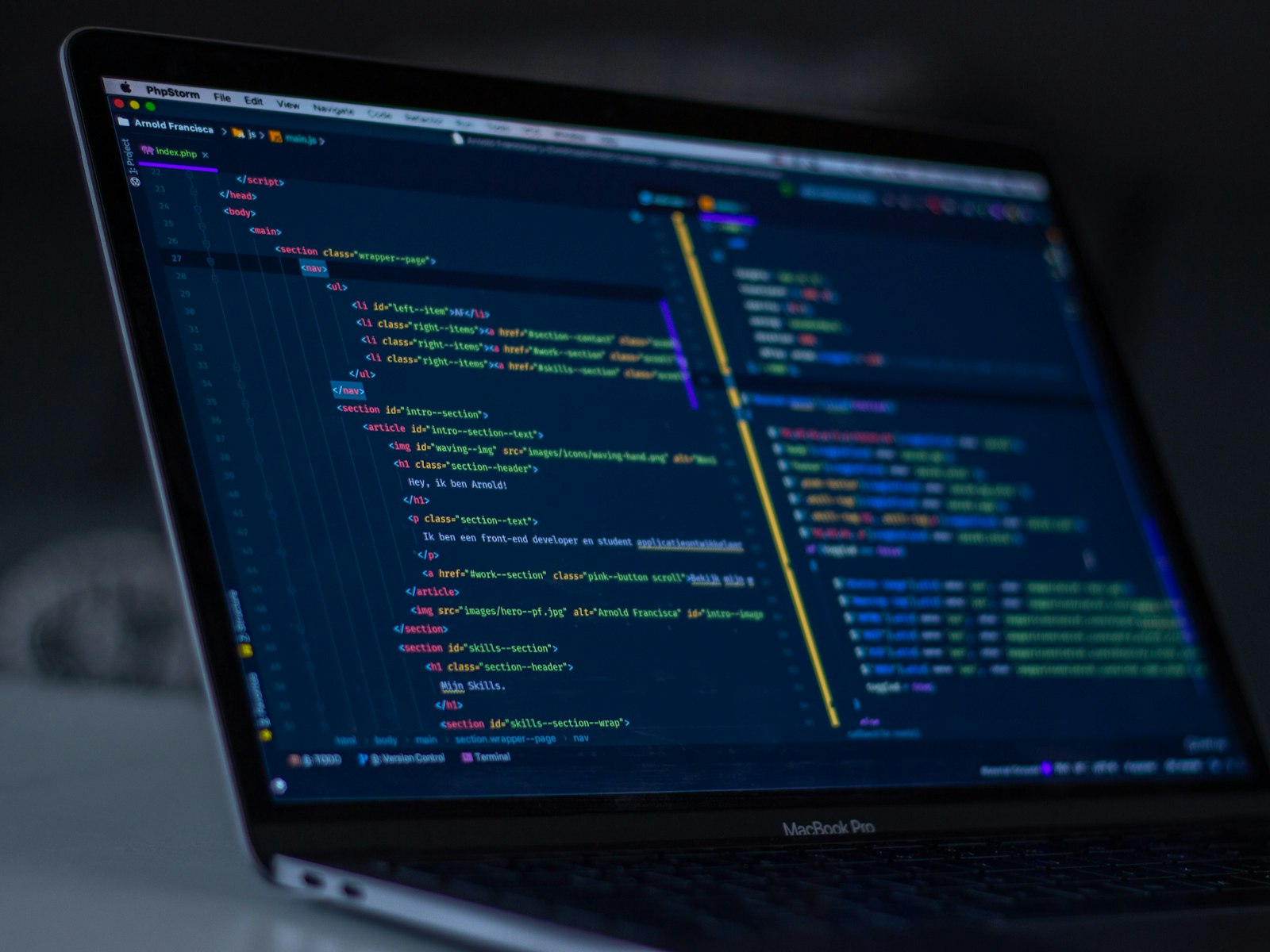 Laptop displaying software code